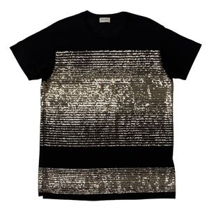 YSL YVES SAINT LAURENT Sequin Striped Tee Size M